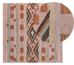 Ręcznie wykonany dywan wełniany 200 x 200 cm w paski wielokolorowy Yomra Beliani