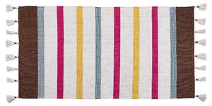 Dywan kolorowy tkany ręcznie bawełniany do salonu 80 x 150 cm Hasarli Beliani