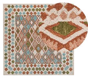 Dywan wełniany tkany 200 x 200 cm wzór geometryczny wielokolorowy Ermenek Beliani