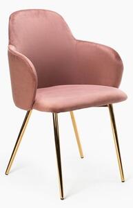Krzesło Madryt różowe siedzisko/złota podstawa