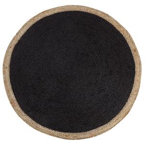 Dywan z juty w stylu boho ręcznie pleciony okrągły 120 cm czarny Menemen Beliani