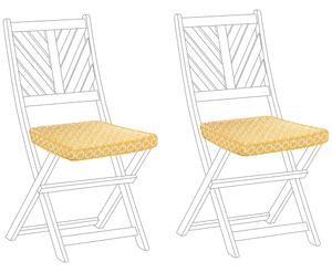 Zestaw 2 poduszek na krzesła ogrodowe z wiązaniem geometryczny wzór żółty Terni Beliani