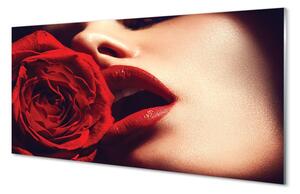 Obraz na szkle Róża kobieta usta