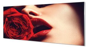 Obraz na szkle Róża kobieta usta