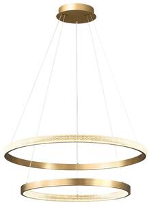Lampa wisząca, dwa pierścienie LED - Dona 80 - mosiądz, średnica 60, 80cm domodes