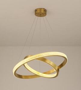 Lampa wisząca, dwa pierścienie LED - Dona 80 - mosiądz, średnica 60, 80cm domodes