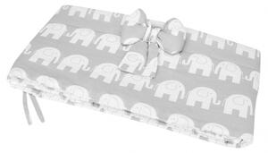Ochraniacz na szczebelki 180x35 do łóżeczka Obleczenie wiązany Bawełna - Szare słonie