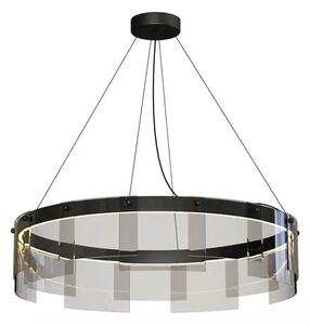 Żyrandol okrągły LED, kolor czarny, szkło dymione, średnica 60cm -Orion domodes