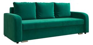Sofa z funkcją spania i pojemnikiem na pościel - LENA butelkowa zieleń