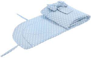 Ochraniacz na szczebelki 180x35 do łóżeczka Obleczenie wiązany Bawełna - Błękitny w białe kropki