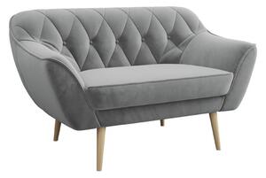 Skandynawska sofa dwuosobowa do salonu z drewnianymi nóżkami - PIRS 2 srebrzysta szarość