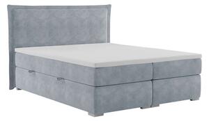 Łóżko tapicerowane kontynentalne z materacem do sypialni - DAVOR 180x200 szary