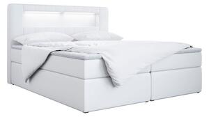 Nowoczesne podwójne łóżko kontynentalne 120x200 cm z oświetleniem LED w wezgłowiu - GOLD 5 / Madryt 920