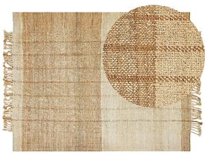 Ręcznie tkany dywan jutowy beżowy 200 x 300 cm frędzle rustykalny styl Karkin Beliani