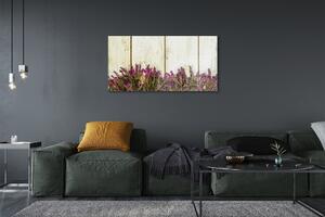 Obraz na szkle Fioletowe kwiaty deski