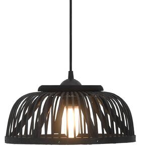 Lampa wisząca, czarna, bambusowa 40 W 30x12 cm, E27, półkolista
