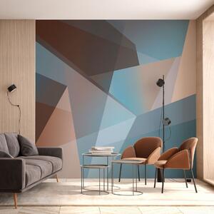 Fototapety abstrakcyjna geometria w odcieniach niebieskiego i brązowego, Fototapety Abstrakcja, w05064 : Uwalls.pl