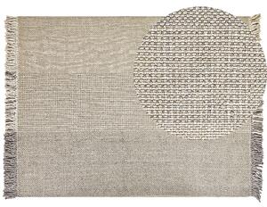 Nowoczesny dywan wełniany ozdobny frędzle 160 x 230 cm szary Tekeler Beliani