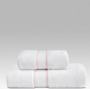 Ręcznik PREMIUM 55x100 cm Biały / różowy haft