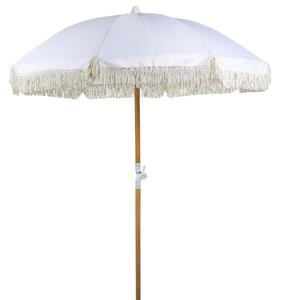 Retro parasol ogrodowy składany z pokrowcem 150 cm drewniany biały Mondello Beliani