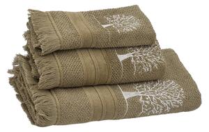 Podarunkowy zestaw ręczników TREE, 3 szt Oliwa Zestaw (ręcznik 30x50cm, 50x100cm, 70x140cm)