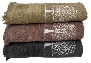 Podarunkowy zestaw ręczników TREE, 3 szt Ciemnoszary Zestaw (ręcznik 30x50cm, 50x100cm, 70x140cm)