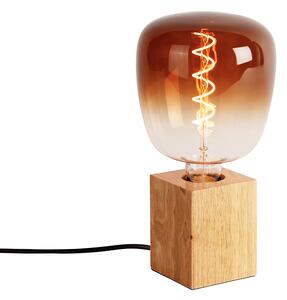 Wiejska lampa stołowa drewno naturalne w tym LED G140 - Bloc Oswietlenie wewnetrzne