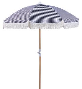 Retro parasol ogrodowy składany z pokrowcem 150 cm drewniany czarny z białym Mondello Beliani