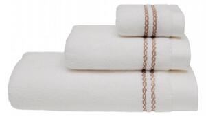 Ręcznik kąpielowy CHAINE 75 X 150 cm Biały / beżowy haft