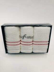 Zestaw podarunkowy małych ręczników CHAINE, 3 szt Biały / różowy haft