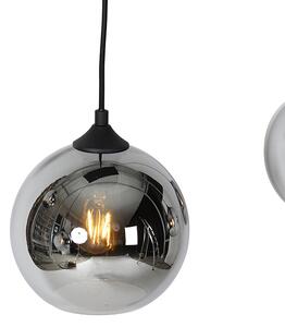Czarna lampa wisząca w stylu art deco z przydymionym szkłem 5 świateł - Wallace Oswietlenie wewnetrzne