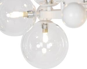 Lampa wisząca Art Deco biała z przezroczystym szkłem 12 lamp - David Oswietlenie wewnetrzne