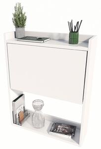Białe małe składane biurko do pokoju z półkami - Vatos