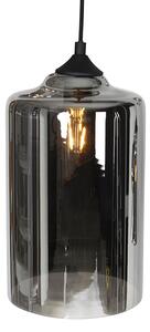 Czarna lampa wisząca w stylu art deco z przydymionym szkłem 6 świateł - Wallace Oswietlenie wewnetrzne