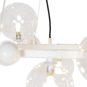 Lampa wisząca Art Deco biała z przezroczystym szkłem 12 lamp - David Oswietlenie wewnetrzne
