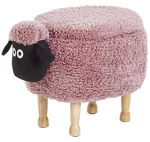 Pufa zwierzak owca sztuczne futerko ze schowkiem na zabawki różowa Sheep Beliani
