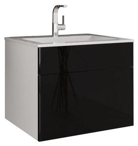 Darmowa dostawa Wisząca szafka łazienkowa pod umywalkę 60 cm czarny połysk