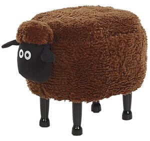 Pufa zwierzak owca sztuczne futerko ze schowkiem na zabawki brązowa Sheep Beliani