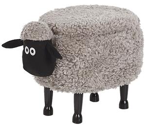 Pufa zwierzak owca sztuczne futerko ze schowkiem na zabawki szara Sheep Beliani