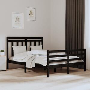 Rama łóżka, czarna, lite drewno, 150x200 cm, King Size