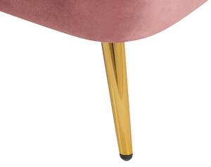 Szezlong różowy welurowy tapicerowany lewostronny złote metalowe nóżki Allier Beliani