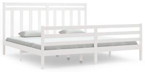 Rama łóżka, biała, lite drewno, 200 x 200 cm