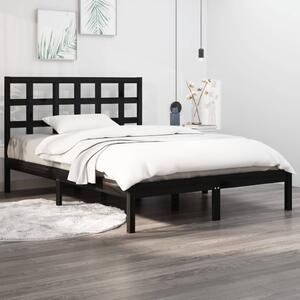 Rama łóżka, lite drewno, czarna, 120x190 cm, podwójna