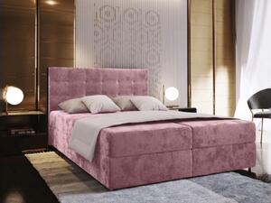 Tapicerowane łóżko kontynentalne GLORIEN VELVET 160x200 cm różowe Materac: Materac sprężynowy Bonell