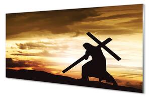 Obraz na szkle Jezus krzyż zachód słońca