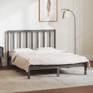 Rama łóżka, szara, lite drewno sosnowe, 135x190 cm, podwójna