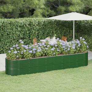 Donica ogrodowa, malowana proszkowo stal, 368x80x68 cm, zielona