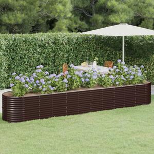 Donica ogrodowa z malowanej proszkowo stali, 440x80x68 cm, brąz