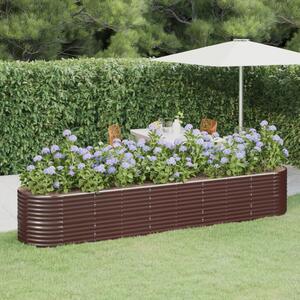 Donica ogrodowa z malowanej proszkowo stali, 368x80x68 cm, brąz