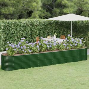 Donica ogrodowa, malowana proszkowo stal, 440x80x68 cm, zielona
